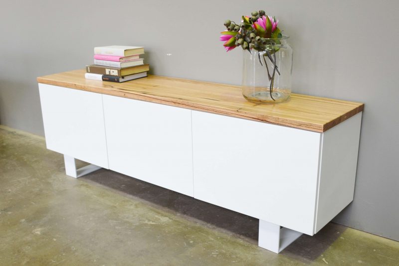 solid white cabinet with featured vic ash timber top 2